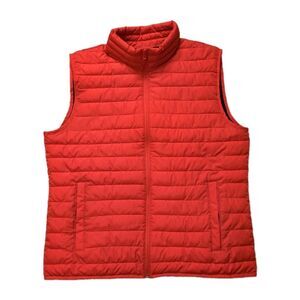 Gap Classic Cold Control Puffer Vest Orange Full Zip Pockets Hike Outdoor Mens L
